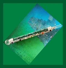 MALACHITE WAND With Silver and Quartz Point, MALACHITE Chakra Wand, Crystal Wand