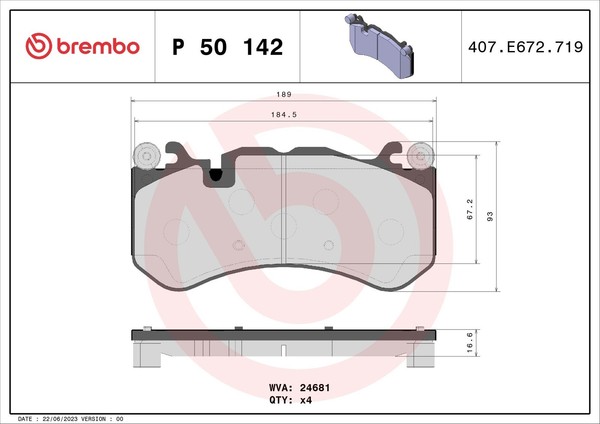 Bremsbelagsatz Scheibenbremse Prime Brembo P 50 142 FüR Mercedes AMG Klasse SL-image