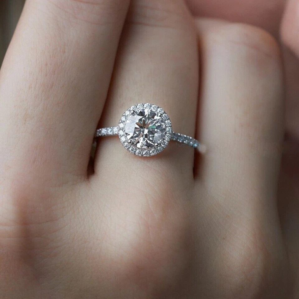 Diamant Ehering IGI GIA Zertifiziert Rund 1,36 Karat Lab Grown 18K Weißgold - Bild 2 von 4
