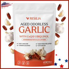 Resilia Garlic Extract 600mg Softgels 60 Count   Odorless Aged Garlic Extra...