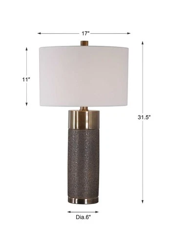 UTTERMOST 27914-1 BRANNOCK TEXTURED CERAMIC METALLIC GOLDEN BRONZE TABLE LAMP - Picture 5 of 5