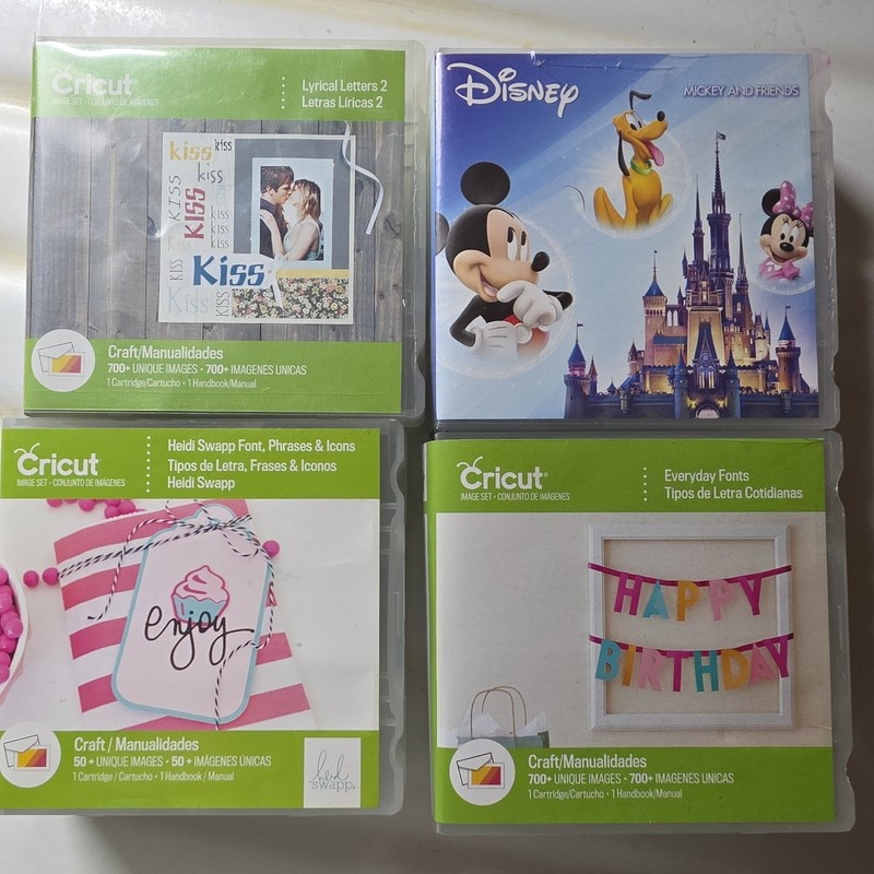 lot of 4 Cricut Cartridge - HEIDI SWAPP Font, Phrases & Icon mickey and friends