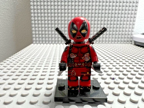 Custom DC / Super Heroes Minifigure - Zombie Deadpool w/ stand - NOT LEGO