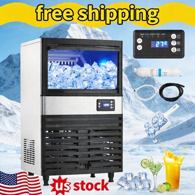 Commercial Ice Maker, 120Lbs/24H High 60 Ice Cubes per Cycle Stainless Steel Bui