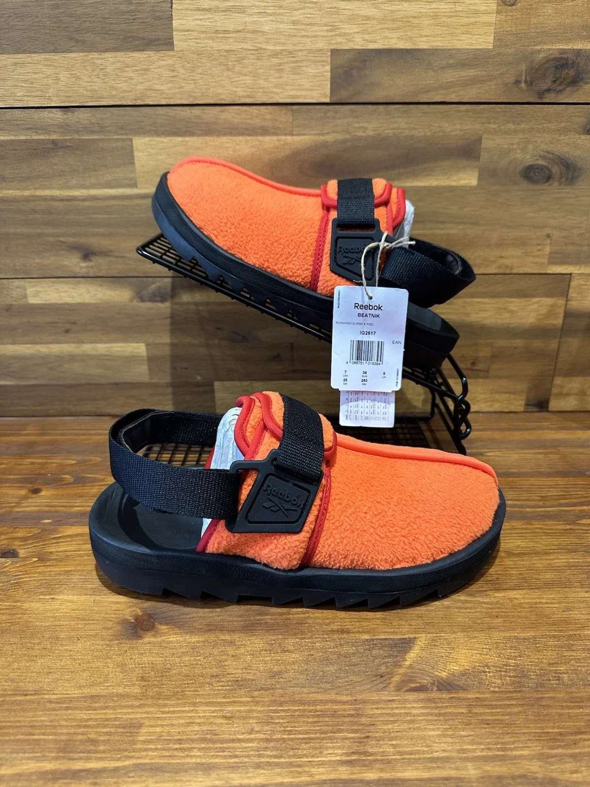 Sandali Reebok Beatnik Fleece Slingback Mules arancione IG2617 UK taglia 6 nuovi