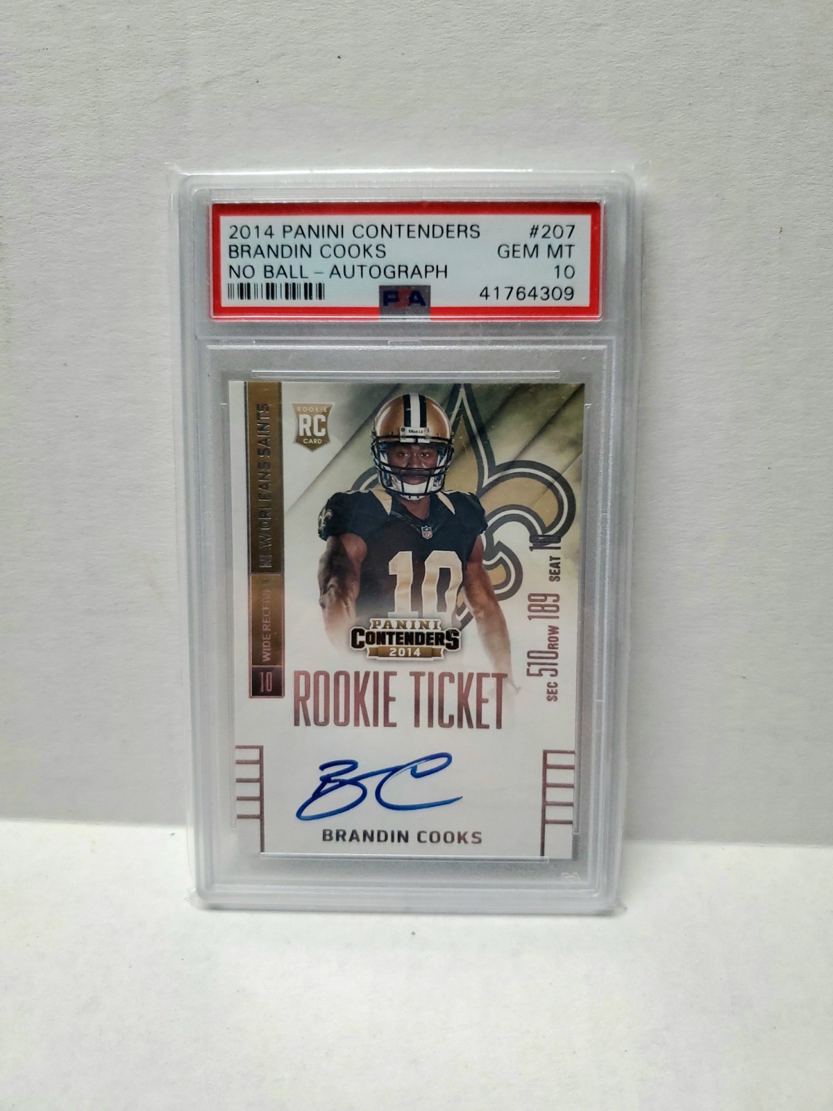 PSA 10 Brandin Cooks On-Card Auto No Ball Variant 2014 Rookie Panini Contenders