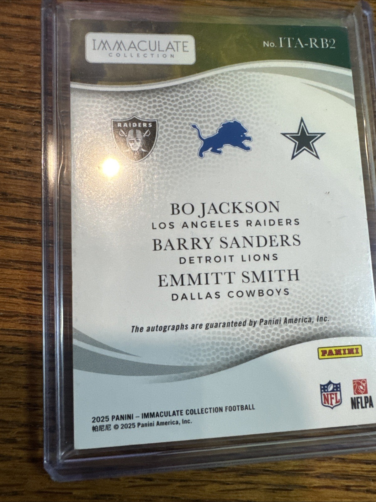 2025 Immaculate Bo Jackson, Barry Sanders And Emmitt Smith Triple Autos 10/10 view 11