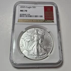 2025 Silver Eagle NGC MS70, Official Red Book Label, White core (Rare)