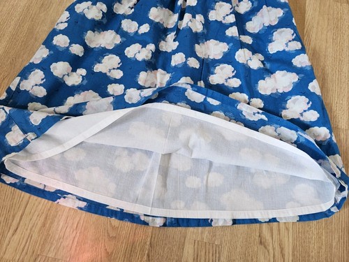 CATH KIDSTON Sky Blue Clouds A-Line SKIRT UK 12 Pockets Zip Lined Lightweight - Picture 5 of 16