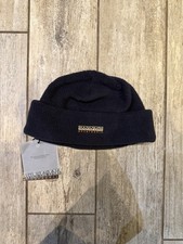 Napapijri F-Rock Unisex Navy Blue Beanie Hat One Size Brand New With Tags Fleece
