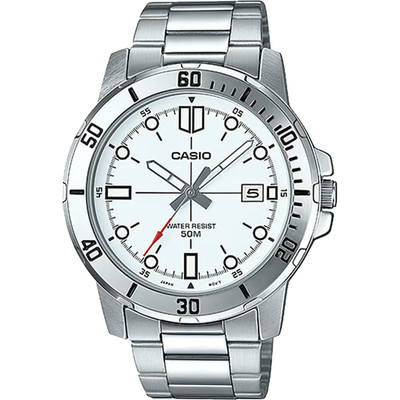 Casio MTPVD01D-7EV, Men's Silvertone Stainless Bracelet Watch, Analog, 45MM Case