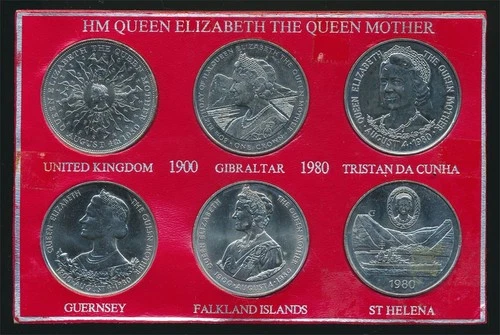 British Commonwealth: 1980 6 X Queen Mother 80th Birthday Crown Set