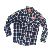 Vintage Baltimore Natty Boh Men's XL Rolling Papers Flannel Pearl Snaps Patches