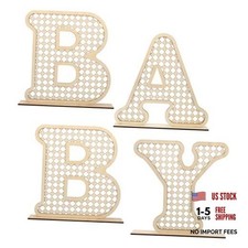 4 Pcs Wood Baby Letters - Each 12inch Boho Nursery Decor for Baby Shower 