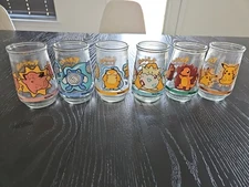 1999 Welch's Nintendo Pokémon Glass Jelly Jar Set of 6 Pikachu Togepi Charmander