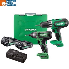 HiKOKI KC18DFXJAZ 18v Combi & Impact Drill Twin Pack Inc 2x 2.0Ah Batteries