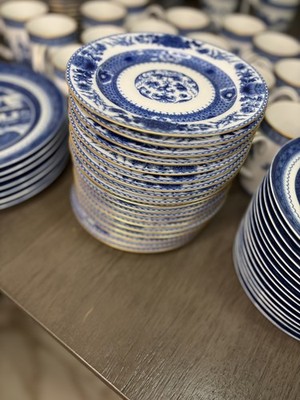Mottahedeh Williamsburg Imperial Blue Bread Plates Set of 8 Floral Porcelain