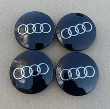 Set(4pcs) Audi 68MM Black Chrome Wheel Rim Center Caps Replacement 4B0601170A