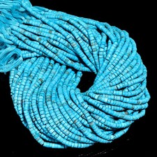 Natural Magnesite Turquoise Heishi Shape Smooth Beads 4X2.5mm Strand 12.5" UB656