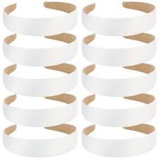 10 Pack White Headband 1.3 Inch Wide Satin Headbands Women Non Slip Fashion P...