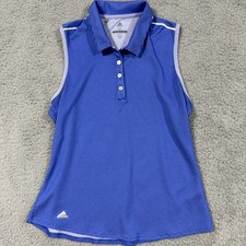 Adidas Golf Polo Shirt Womens Medium Sleeveless Blue