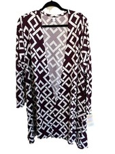 LuLaRoe Women s Cardigan XL Caroline Geometric Dark Wine Career Casual NWT
