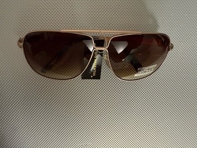 Louis Valentin Men's Aviator Sunglasses Gold Metal Frame Brown Polarized UV A2