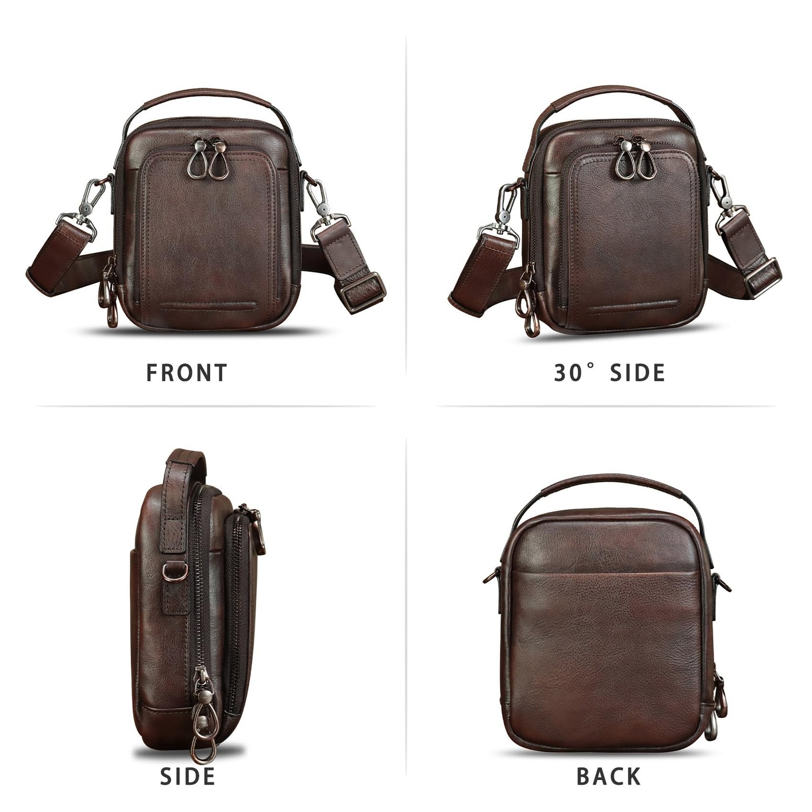 Genuine Leather Messenger Bag for Men Small Sling Purse Crossbody Shoulder Ba...