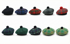 Tam o Shanter Scottish Bonnet Tartan Hat Tammy Beret with Pompom Cap, One size