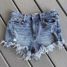 Celebrity Pink Shorts 5/27 Distressed Raw Hem Blue Jean Stretch Festival Resort
