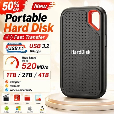 external hard drive 4tb High Speed Capacity Solid State Usb3.2 Laptop Mac And PC