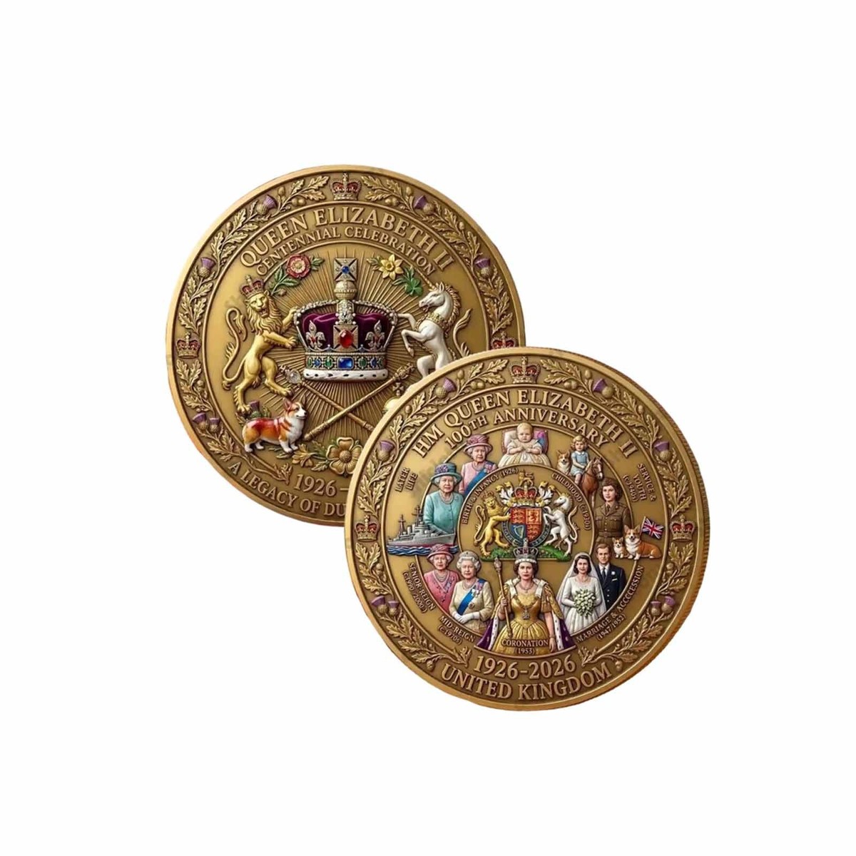 旧貨幣コレクションフレーム(QUEEN ELIZABETH) 1926-2026 100th Anniversary Queen Elizabeth II 100th Commemorative