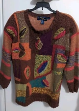 Vtg 20ANS  by Mariea Kim Heavyweight Oversized Women's Sz M Hand Knitted Sweater