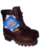 Chippewa WP Steel Toe 400G Logger Brown Leather Work Boots 8in Mens 7.5M Box NWT