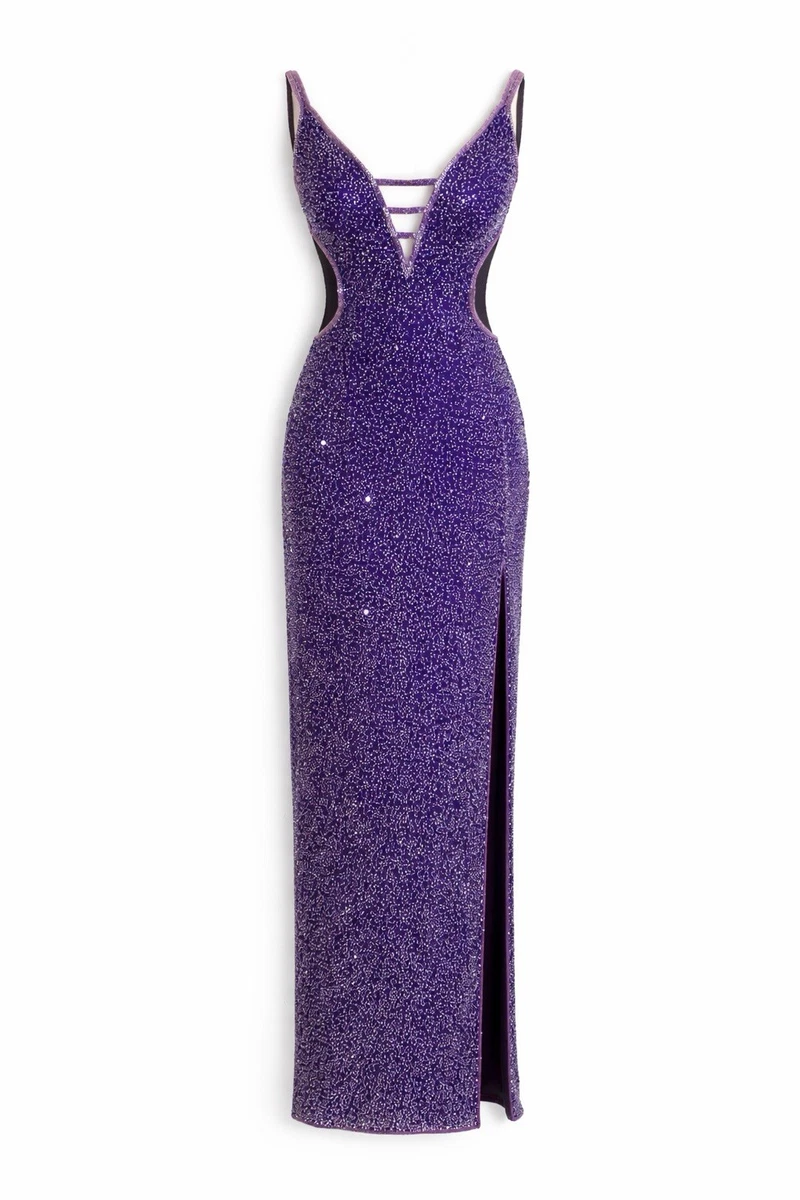 scala purple sequin dress Fitted Sequins Sheath Dress By SCALA -47551 6 / SAPPHIRE
