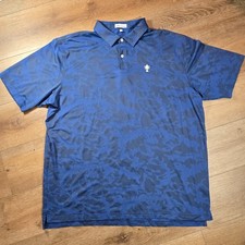 Peter Millar Polo Shirt 2XL Blue Camo Performance Golf Stretch Athletic Mens