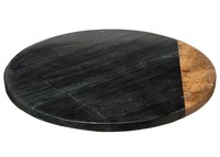 Servierbrett Drehteller Stein Holz Schwarz Braun 30X4Cm Drehplatte Drehbrett