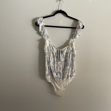 Intimately Free People S Floral Boho Ruffle Lace Trim Take It Away Bodysuit NWT