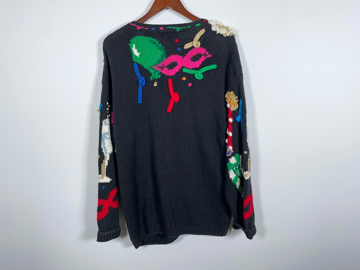 Eagle's Eye Cardigan Women's Medium Black Hand Knit Sweater