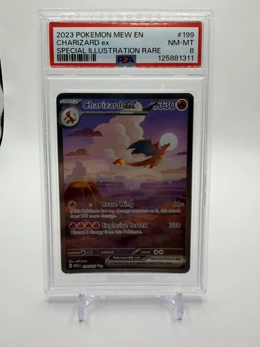2023 POKEMON MEW EN-151 SPECIAL ILLUSTRATION RARE #199 CHARIZARD EX PSA 8