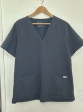 Figs Scrub Top Women's XL Blue Pockets V-Neck Pullover Technical Collection
