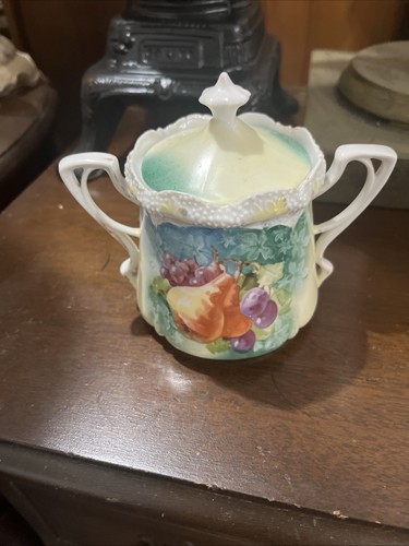 Rare R. S. Prussia Cream And Sugar Bowl With Lid Marked On The Bottom Of Both - Picture 2 of 9