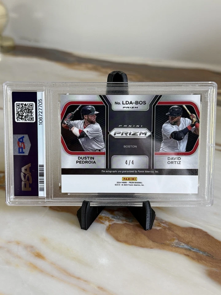 David ORTIZ Dustin PEDROIA 2024 Panini Prizm  Dual Auto /4 #LDA-BOS PSA 10 - Image 2 of 2