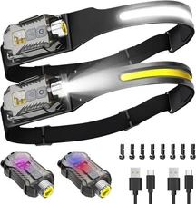 Headlamp Rechargeable 2-Pack, 230° Wide Beam LED Head Lamp