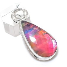 Natural Ammolite Gemstone 925 Sterling Silver Jewelry Pendant 1.97" Gift I850
