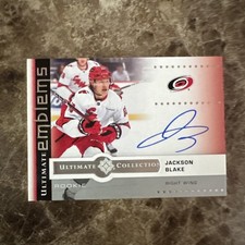 24-25 UD Ultimate Hockey Rookie Auto Emblems Jackson Blake Carolina Hurricanes🔥