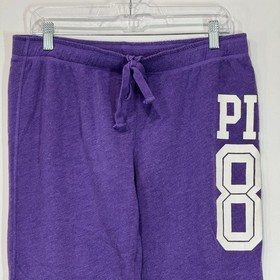 PINK Victorias Secret Medium Sweatpants Purple 86 Logo Joggers Varsity Nostalgic