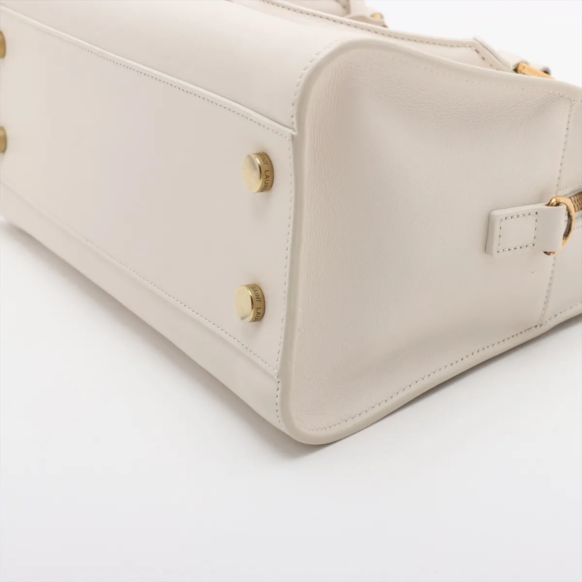 Borsa a mano Saint Laurent Paris Baby Cabas in pelle a 2 vie bianca 372087