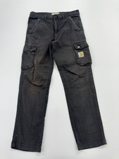 Carhartt Boys Charcoal Cargo Pants Size 32 Workwear Denim Regular Condition