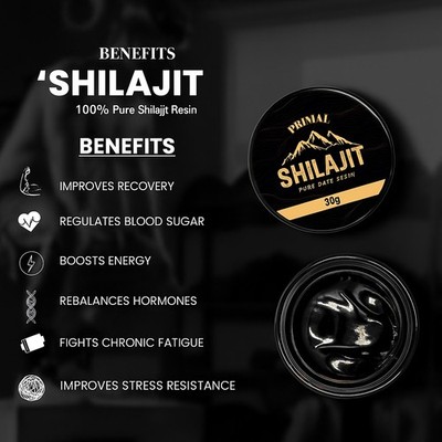 Primal Supplements Shilajit Resin - Natürliche Energie & Vitalität - 30 Tage Vorrat